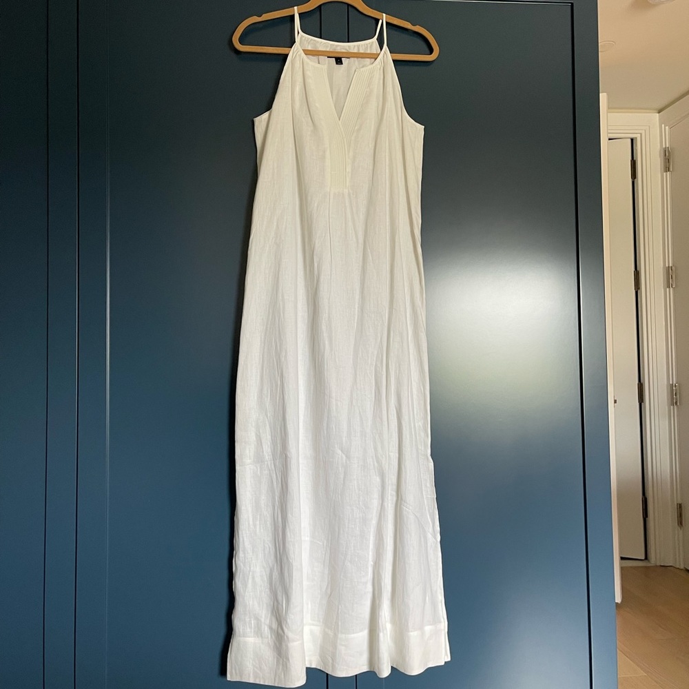 JCrew white linen maxi dress. Size small in brand new unworn condition.